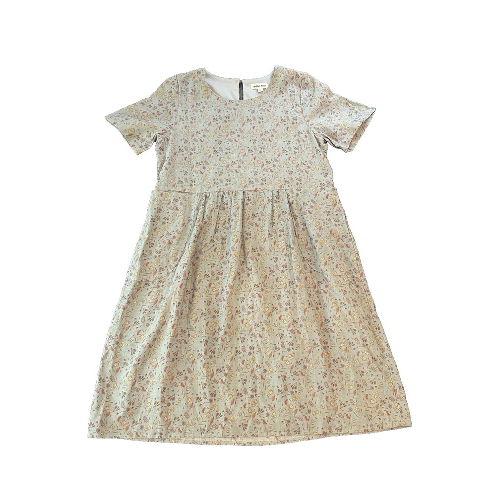 Hidden Alley Cottagecore Linen Blend Womens Dress M Floral Lagenlook Romantic